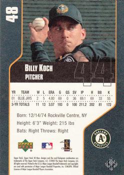 2002 Upper Deck 40-Man #48 Billy Koch Back