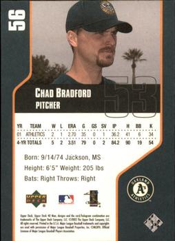 2002 Upper Deck 40-Man #56 Chad Bradford Back