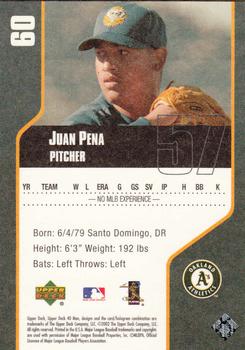 2002 Upper Deck 40-Man #60 Juan Pena Back