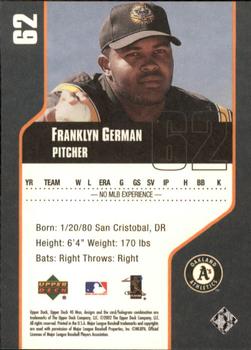 2002 Upper Deck 40-Man #62 Franklyn German Back