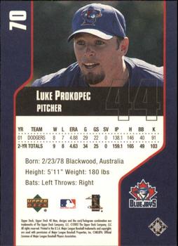 2002 Upper Deck 40-Man #70 Luke Prokopec Back