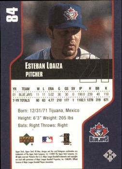 2002 Upper Deck 40-Man #84 Esteban Loaiza Back