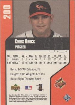 2002 Upper Deck 40-Man #200 Chris Brock Back
