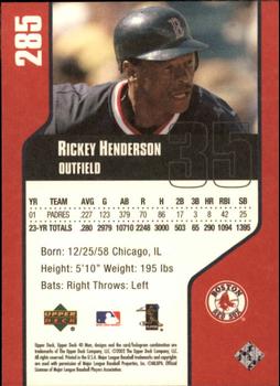 2002 Upper Deck 40-Man #285 Rickey Henderson Back