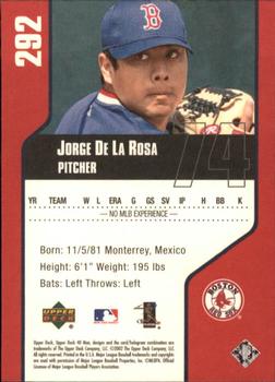 2002 Upper Deck 40-Man #292 Jorge de la Rosa Back