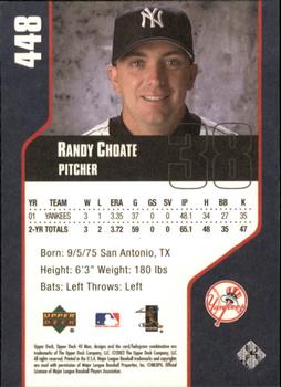 2002 Upper Deck 40-Man #448 Randy Choate Back