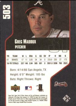 2002 Upper Deck 40-Man #503 Greg Maddux Back