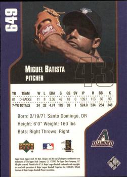 2002 Upper Deck 40-Man #649 Miguel Batista Back