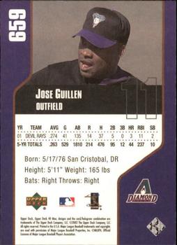 2002 Upper Deck 40-Man #659 Jose Guillen Back