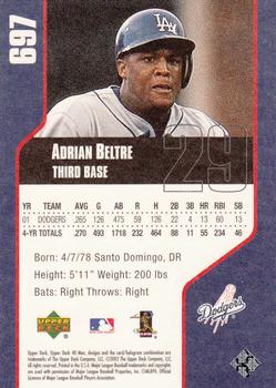 2002 Upper Deck 40-Man #697 Adrian Beltre Back