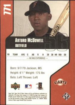 2002 Upper Deck 40-Man #771 Arturo McDowell Back