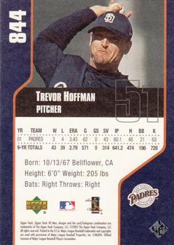 2002 Upper Deck 40-Man #844 Trevor Hoffman Back