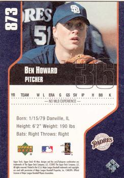 2002 Upper Deck 40-Man #873 Ben Howard Back