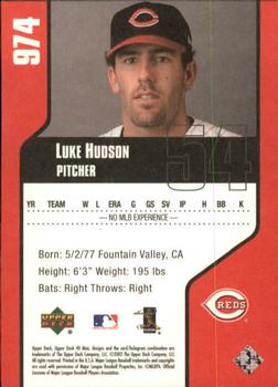 2002 Upper Deck 40-Man #974 Luke Hudson Back