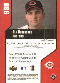 2002 Upper Deck 40-Man #980 Ben Broussard Back