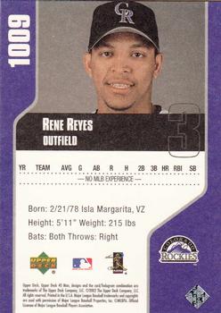 2002 Upper Deck 40-Man #1009 Rene Reyes Back