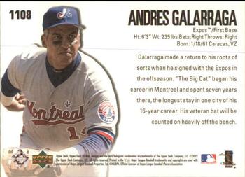 2002 Upper Deck 40-Man #1108 Andres Galarraga Back