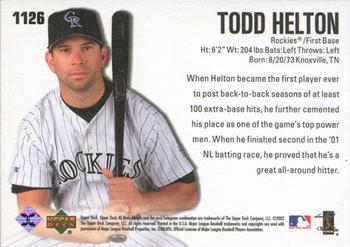 2002 Upper Deck 40-Man #1126 Todd Helton Back