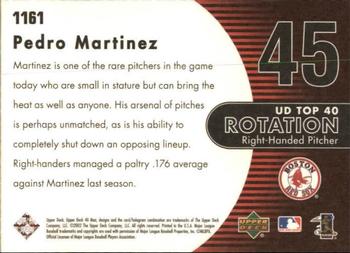 2002 Upper Deck 40-Man #1161 Pedro Martinez Back
