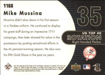 2002 Upper Deck 40-Man #1168 Mike Mussina Back