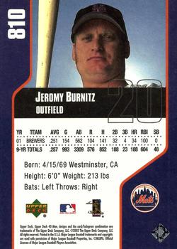 2002 Upper Deck 40-Man #810 Jeromy Burnitz Back