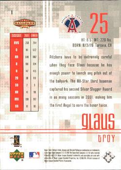 2002 Upper Deck Ballpark Idols #1 Troy Glaus Back