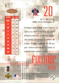 2002 Upper Deck Ballpark Idols #5 Brad Fullmer Back