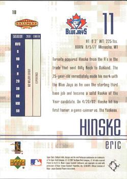 2002 Upper Deck Ballpark Idols #18 Eric Hinske Back