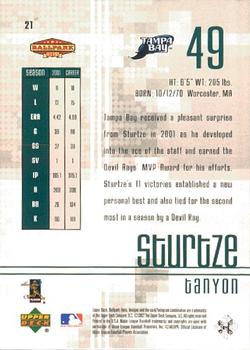 2002 Upper Deck Ballpark Idols #21 Tanyon Sturtze Back