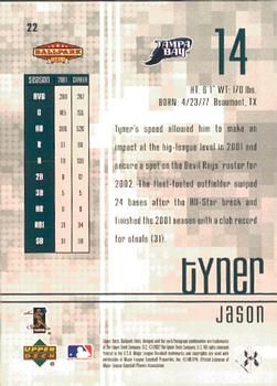 2002 Upper Deck Ballpark Idols #22 Jason Tyner Back
