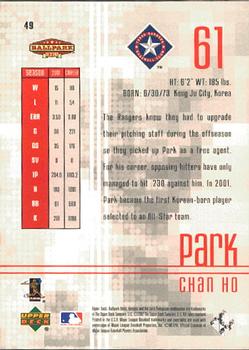 2002 Upper Deck Ballpark Idols #49 Chan Ho Park Back