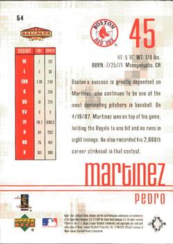 2002 Upper Deck Ballpark Idols #54 Pedro Martinez Back