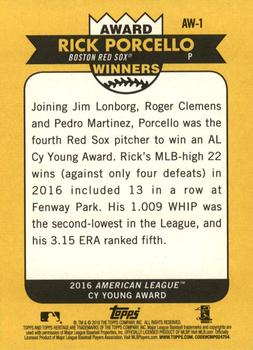 2017 Topps Heritage - Award Winners #AW-1 Rick Porcello Back