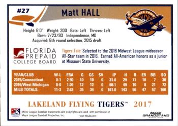 2017 Grandstand Lakeland Flying Tigers #NNO Matt Hall Back