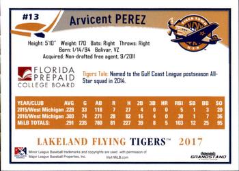 2017 Grandstand Lakeland Flying Tigers #NNO Arvicent Perez Back