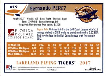 2017 Grandstand Lakeland Flying Tigers #NNO Fernando Perez Back