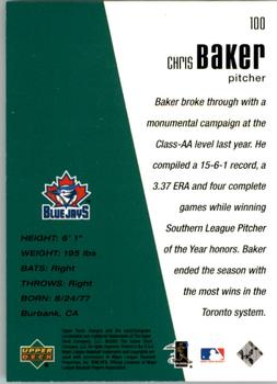 2002 Upper Deck Diamond Connection #100 Chris Baker Back