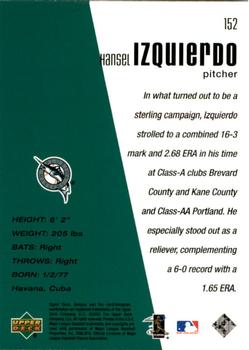 2002 Upper Deck Diamond Connection #152 Hansel Izquierdo Back
