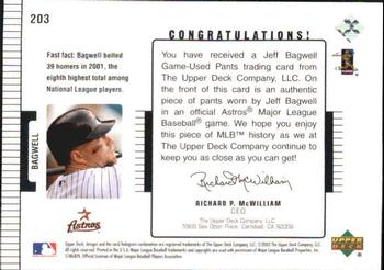 2002 Upper Deck Diamond Connection #203 Jeff Bagwell Back