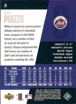 2002 Upper Deck Diamond Connection #74 Mike Piazza Back