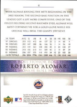 2002 Upper Deck Honor Roll #4 Roberto Alomar Back