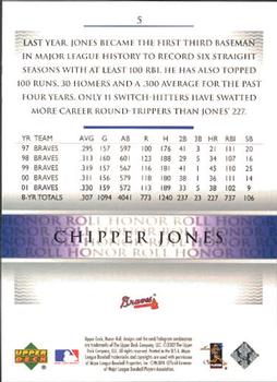 2002 Upper Deck Honor Roll #5 Chipper Jones Back