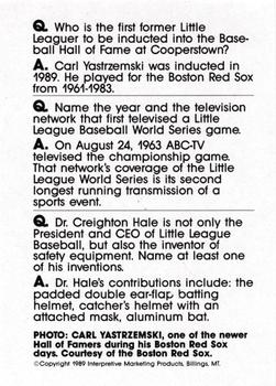 1990 Interpretive Marketing Baseball Wit - Unnumbered #NNO Carl Yastrzemski Back