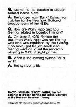 1990 Interpretive Marketing Baseball Wit - Unnumbered #NNO Buck Ewing Back