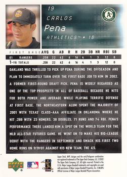 2002 Upper Deck MVP #19 Carlos Pena Back