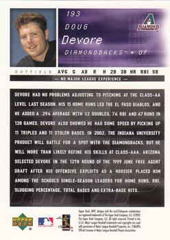 2002 Upper Deck MVP #193 Doug Devore Back