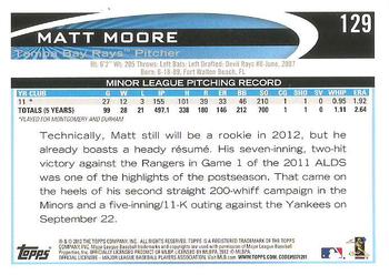 2012 Topps - Factory Set Bonus: Rookie Variations #129 Matt Moore Back