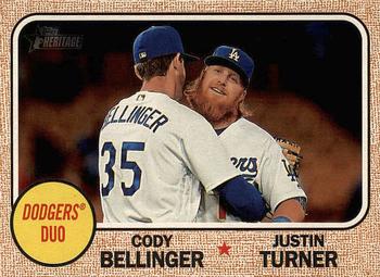 2017 Topps Heritage - Combo Cards #CC-9 Dodgers Duo (Cody Bellinger / Justin Turner) Front