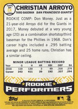2017 Topps Heritage - Rookie Performers #RP-CA Christian Arroyo Back