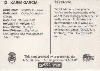 1996 Los Angeles Dodgers Police #12 Karim Garcia Back
